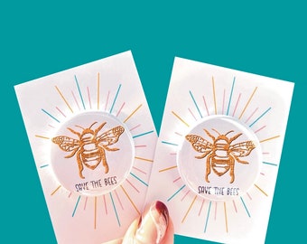 Bee Badge | Save The Bees | Clothes Bags Jacket Accessories | Bumble Bee Insect Environment Badge | Stationery Gift Decorations Button Pin