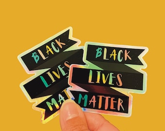 Holographic BLM Sticker | Vinyl Sticker | Laptop Phone Waterbottle IPad Decal | Black Lives Matter | Accessories Stationery Support