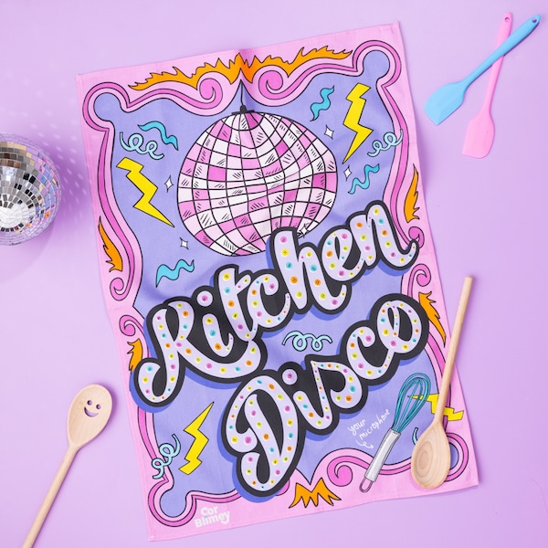 Torchon Kitchen Disco, Obtenez votre boule à paillettes et votre microphone pour votre fête de cuisine