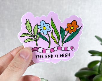 Pegatina de vinilo con diseño de gusano apocalíptico melancólico – Brillante, 6,2 x 8 cm