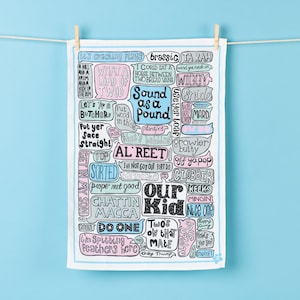 Mancunian Slang Tea Towel – Funny Manchester Kitchen Decor
