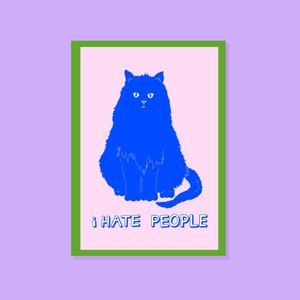 Je déteste les gens, carte de voeux grincheux, amoureux des chats, déteste les gens, carte d'anniversaire introverti