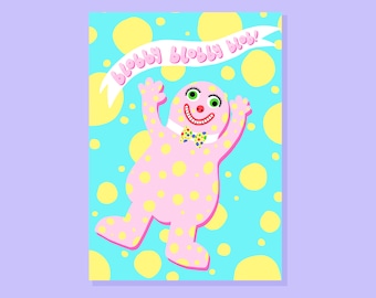 Mr Blobby Greetings Card