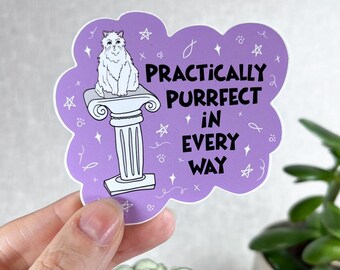 Pegatina de vinilo "Dios de los gatos": Prácticamente perfecto, adoración a la pata, calcomanía brillante para amantes de los gatos.