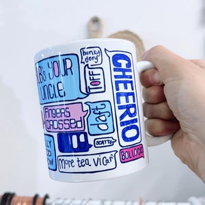 Caneca com ditados britânicos, presente de cidadania, coisas que os britânicos dizem, cartão com ditados ingleses, palavras do Reino Unido, frases da Inglaterra
