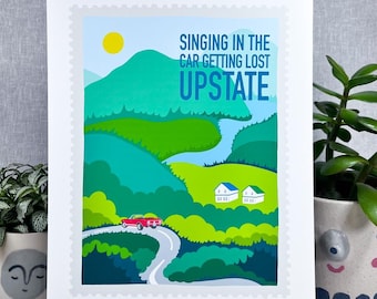 Lámina "Getting Lost Upstate": Letras de canciones coloridas dibujadas a mano (A3/A4)