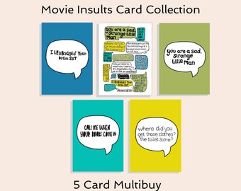 Movie Insults 5 x A6 Greetings Cards Multibuy - Movie Quotes - Anchorman - Toilet Store - Silly Rude Greetings