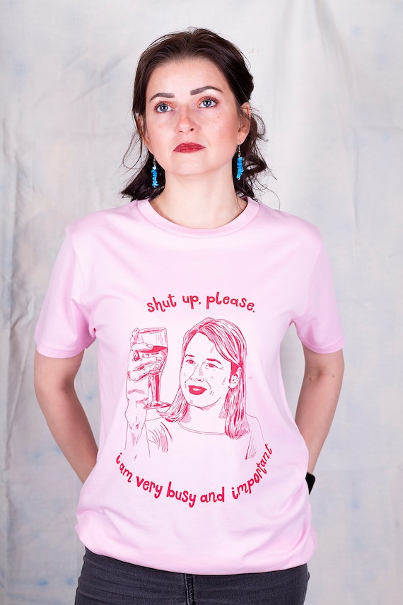 Bridget T-shirt roze bedrukte top Tee ik - Etsy Nederland
