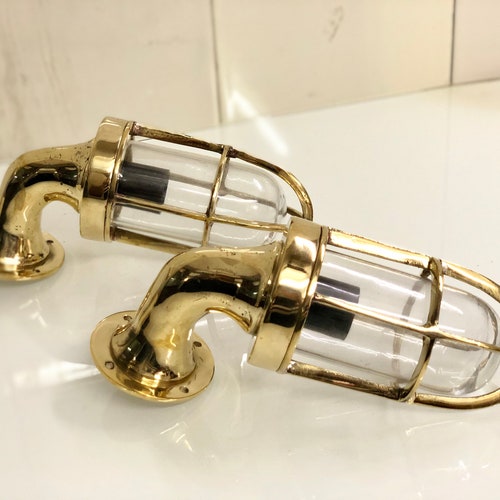 Nautical Small Ship Marine New Solid Brass Wall Swan Passageway Bulkhead Light Lot Of 2 shops