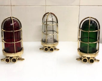 New Marine Brass Solid Nautical Ship Mount Bulkhead Light Red/Green/White - Set 3