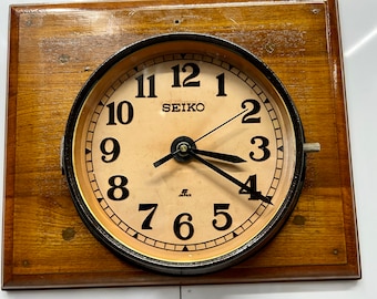 Made in Japan - Old Black Cargo Antique SEIKO Wall Nautical Black Clock, Christmas limited