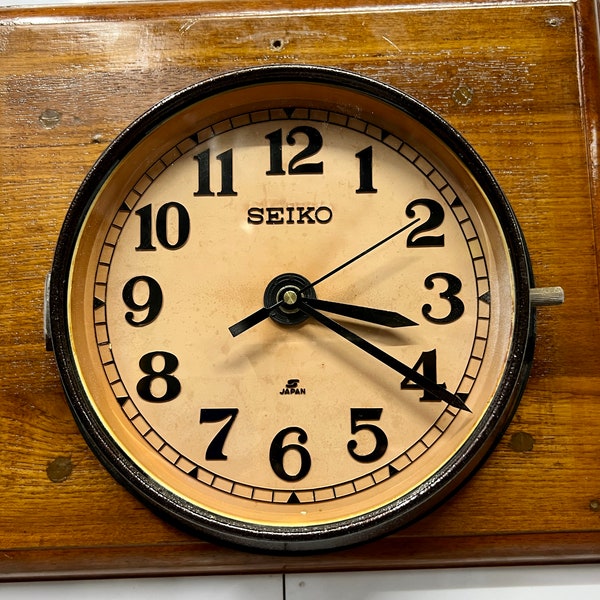 Made in Japan - Old Black Cargo Antique SEIKO Wall Nautical Clock, Christmas limited