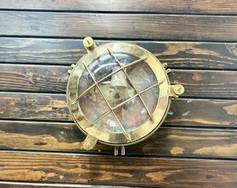 Original Reclaimed Ship Marine Old Brass Maritime Vintage Nautical turtle Lamp Fixture 1PCS!