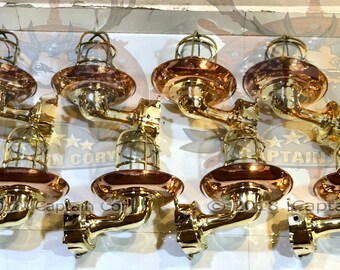 CHRISTMAS CELEBRATION, Replica Of Brass Swan/Sconce Antique Ship Light With Nautical Copper Deflector - Lot of 10