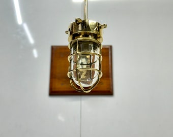 Marine Maritime Style Solid Brass Vintage Hanging Ship Nautical Pendant Light With Brass Shade