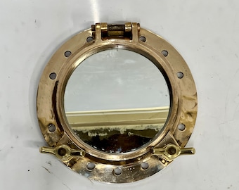 Nautical Sale, Antique Vintage Marine Old Ship Brass Porthole Window with Mirror Glass