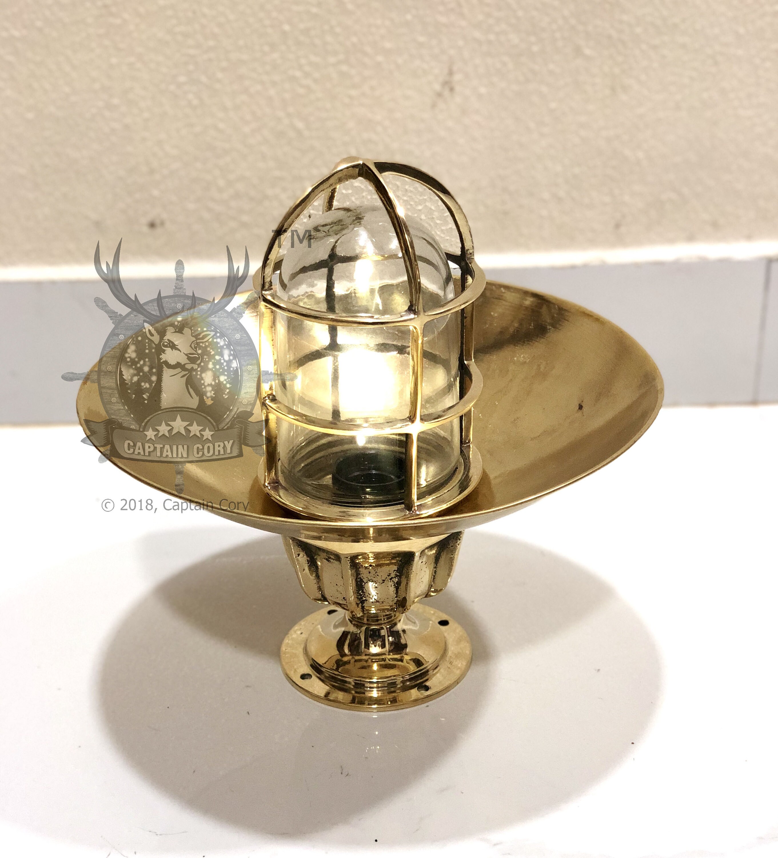 Nautical Brass Lamp Shade New Marine Passageway Bulkhead Retro Ship