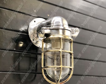 Industrial Handmade Aluminum Swan /Wall Passageway Wall Cargo Light Brass Cage