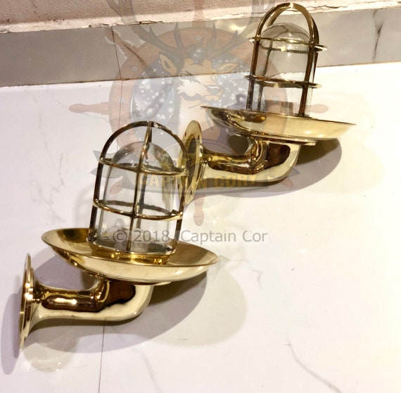 Nautical Antique New Brass Swan Scoonce Ship Light Extra Brass Shade Lot of  2, Christmas Celebration 