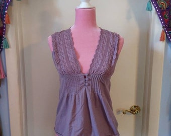 Women's mauve-colored lace blouse