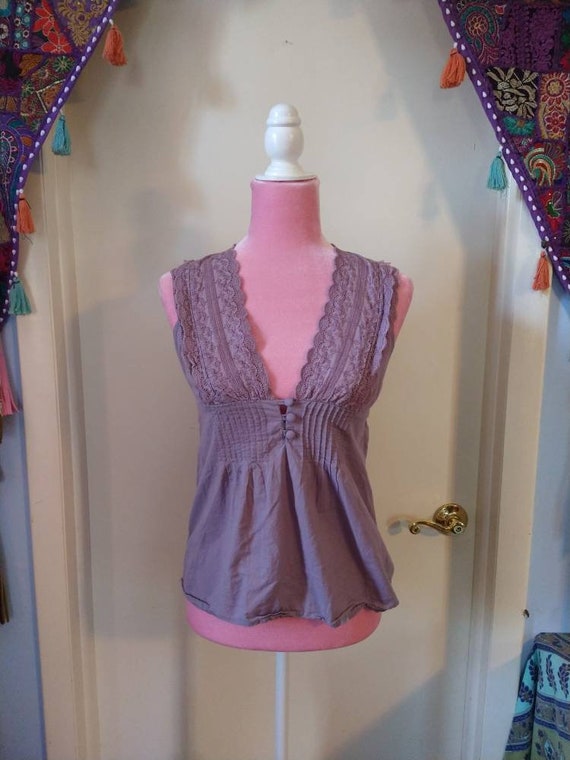 Women's mauve-colored lace blouse