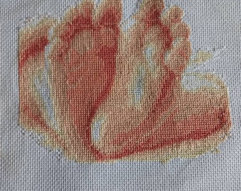 Babys toes completed cross stitch