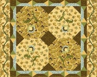 Love In Bloom - Motivo digitale per applique trapuntata da appendere alla parete, assemblato 48 X 48 pollici