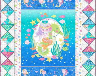 Sotto le sirene del mare! modello trapunta digitale 50,5 X 56,5 pollici facile e veloce per bambina, due versioni incluse