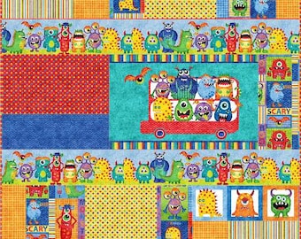 Modello per trapunta digitale...Monster Mash! Bambini spaventosi principianti da 50 x 58 pollici