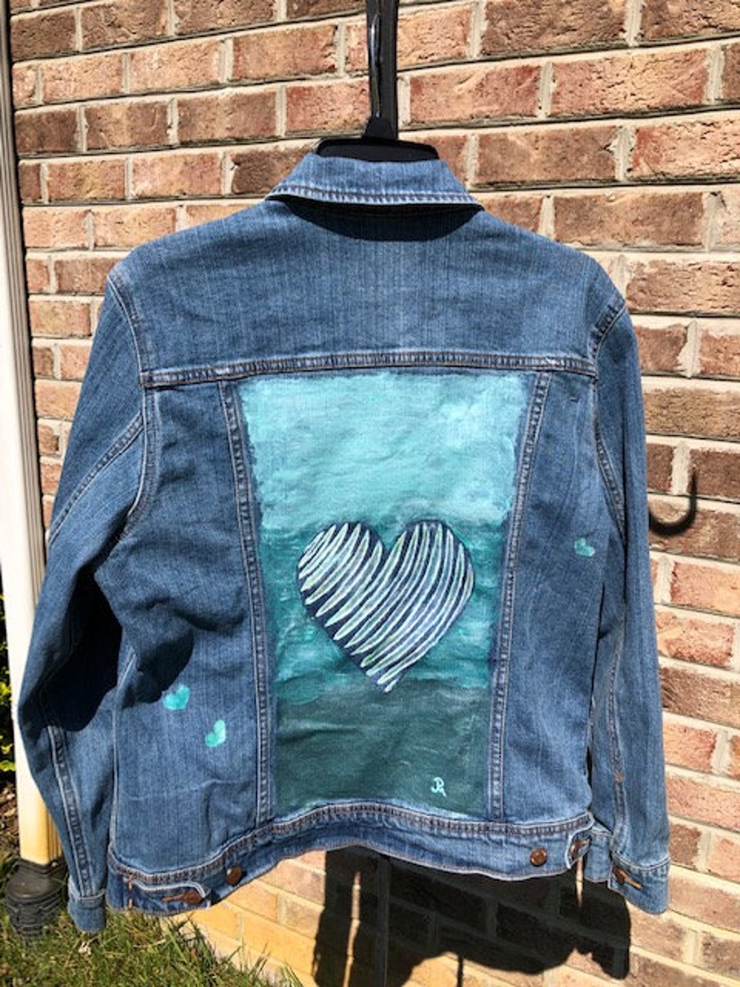 Blue Ombre Heart Jean Jacket Women Etsy