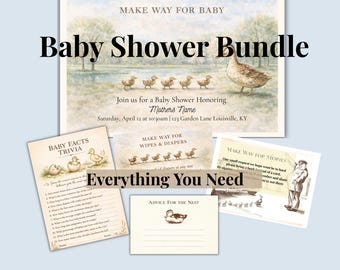Watercolor Duck Baby Shower Bundle, Make Way for Baby Theme (Digital Download)