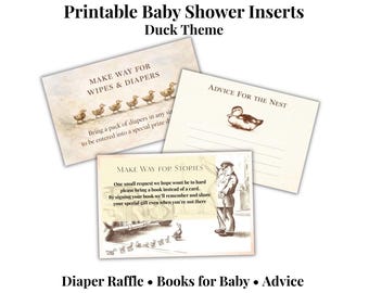 Printable Duck Baby Shower Inserts, Diaper Raffle, Books for Baby (Digital Download)