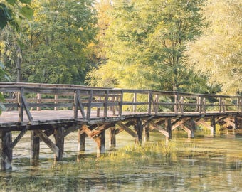 Anne of Green Gables Bridge Print, Avonlea Watercolor Landscape (Digital Download)