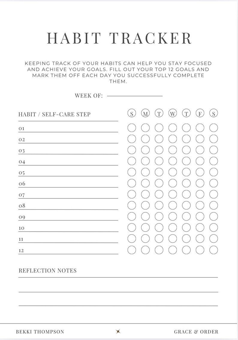 Weekly Habit Tracker Printable | Goal Setting, Self-care, Productivity ...