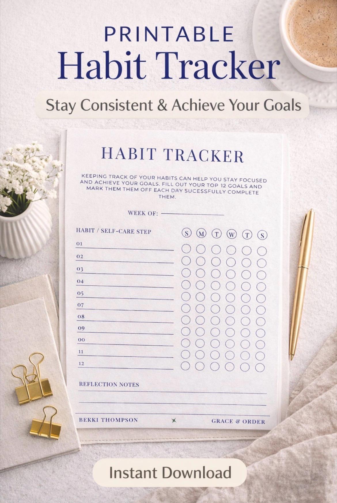 Weekly Habit Tracker Printable | Goal Setting, Self-care, Productivity ...