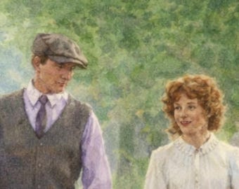 Romantic Couple Art Print, Vintage Landscape, Literary Inspired Decor (Digital Download)