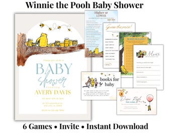 Winnie the Pooh Baby Shower Games Bundle | Storybook Theme Activities (Digital Download)