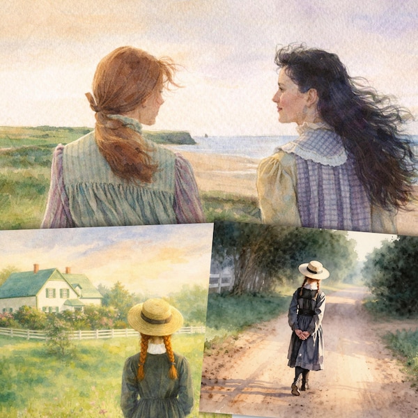 Anne of Green Gables-kunstafdruk | Verhalenboek Cottagecore-kamerdecoratie (digitale download)