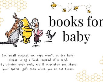 Winnie the Pooh Books for Baby Card | Vintage Storybook Shower Insert (Digital Download)