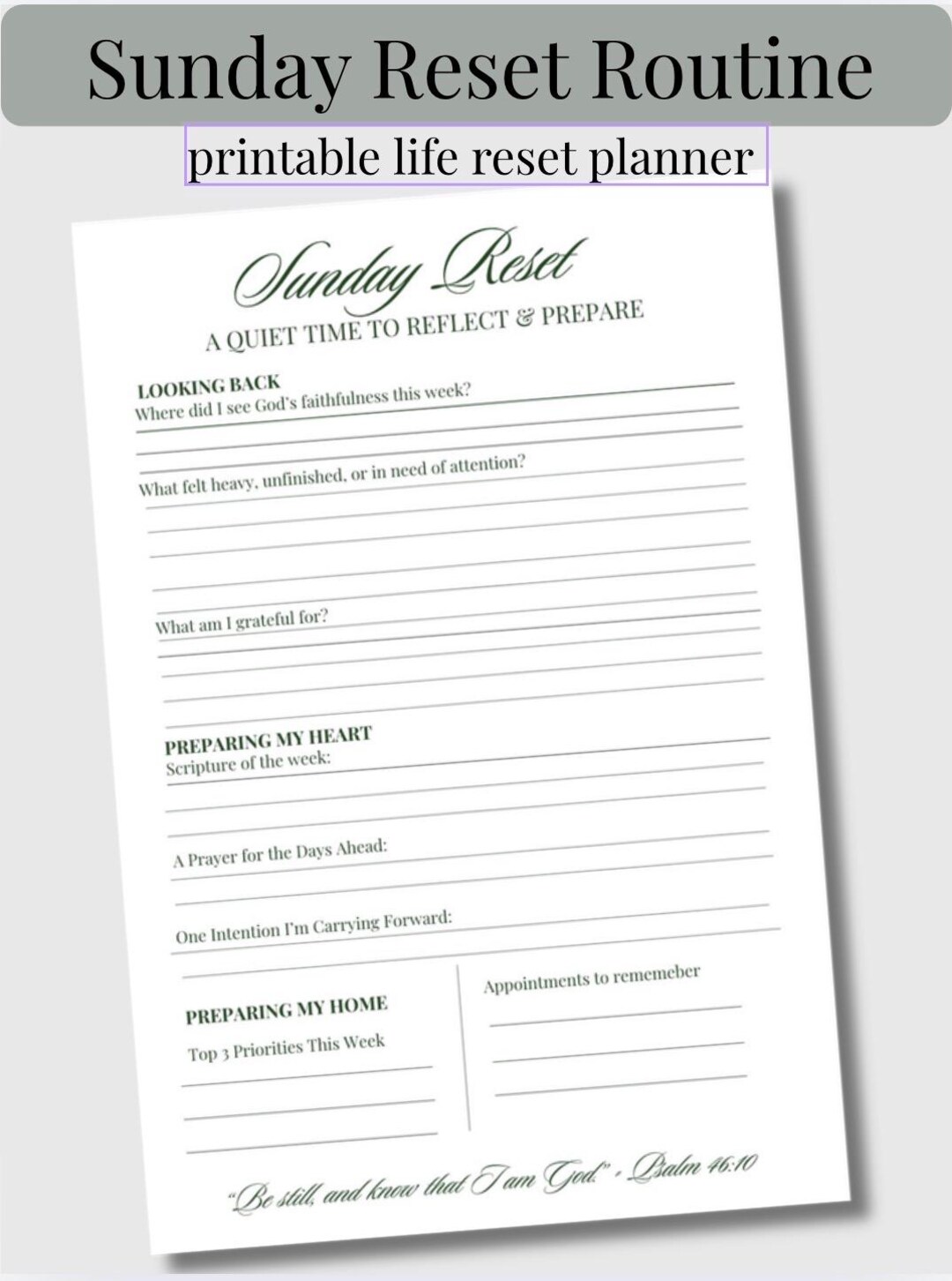 Sunday Reset Checklist.pdf Sunday Reset Checklist Printable Weekly Routine Planner - Etsy Australia