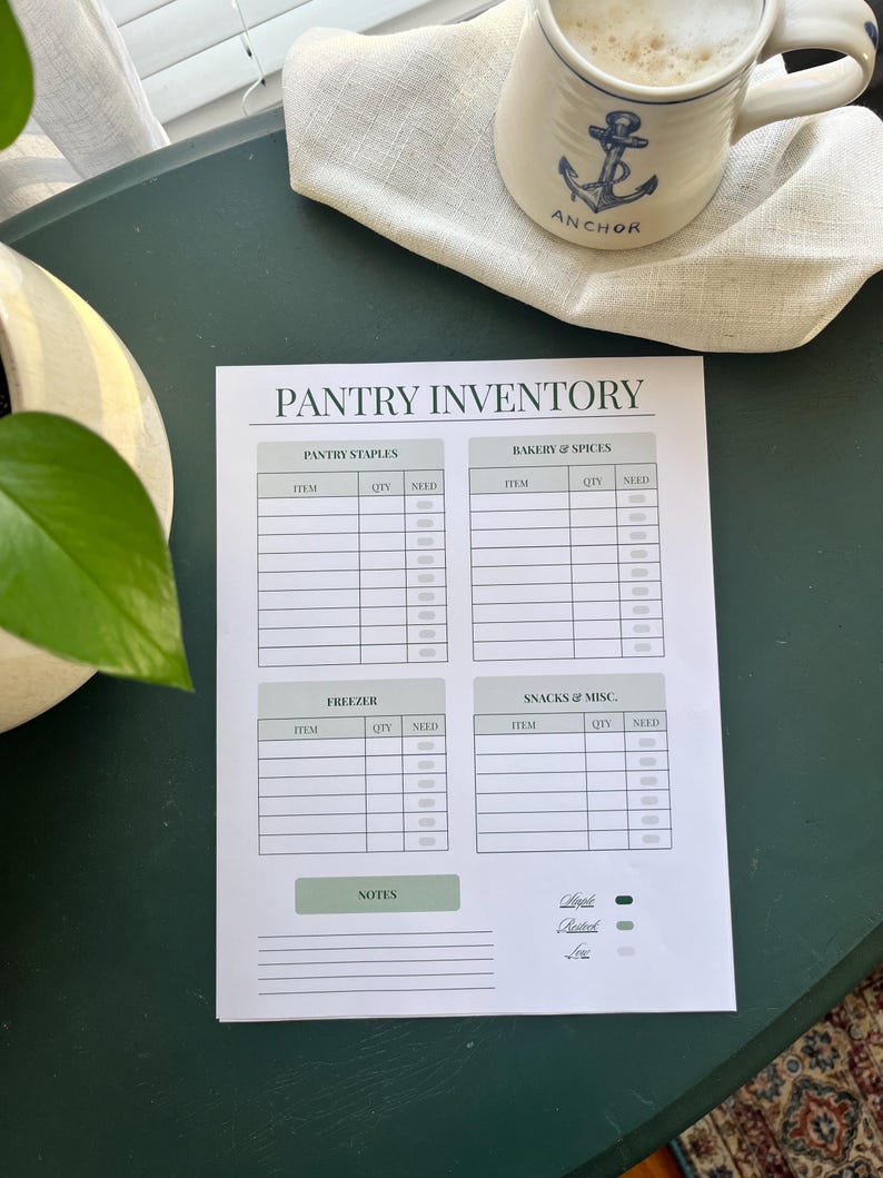 Pantry Inventory Printable | Kitchen Organization Tracker (digital ...