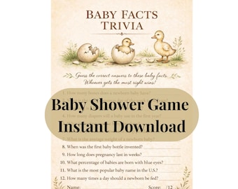Vintage Duck Baby Shower Trivia Game (Instant Download)