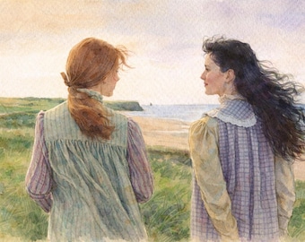 Anne of Green Gables Literary Landscape Print, Vintage Storybook Watercolor (Digital Download)