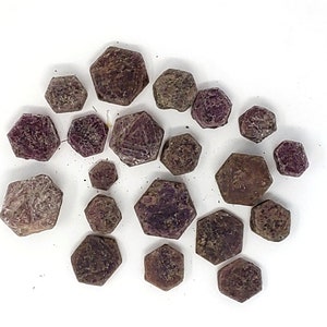Ruby corundum AAA hex shape raw natural rough - lapidary - small, medium, large, and bulk