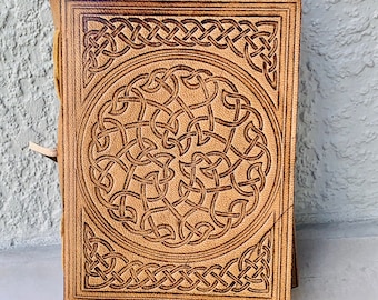 Handmade Leather Journal, Celtic Knot, Endless Knot, Book of shadows, Grimoire Spell Book, Wicca Dream Book