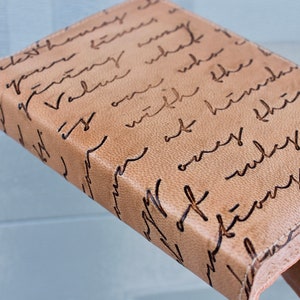 Refillable Leather Journal, Words Calligraphy Notebook, Vintage Style Rugged Diary, Bookish Gifts