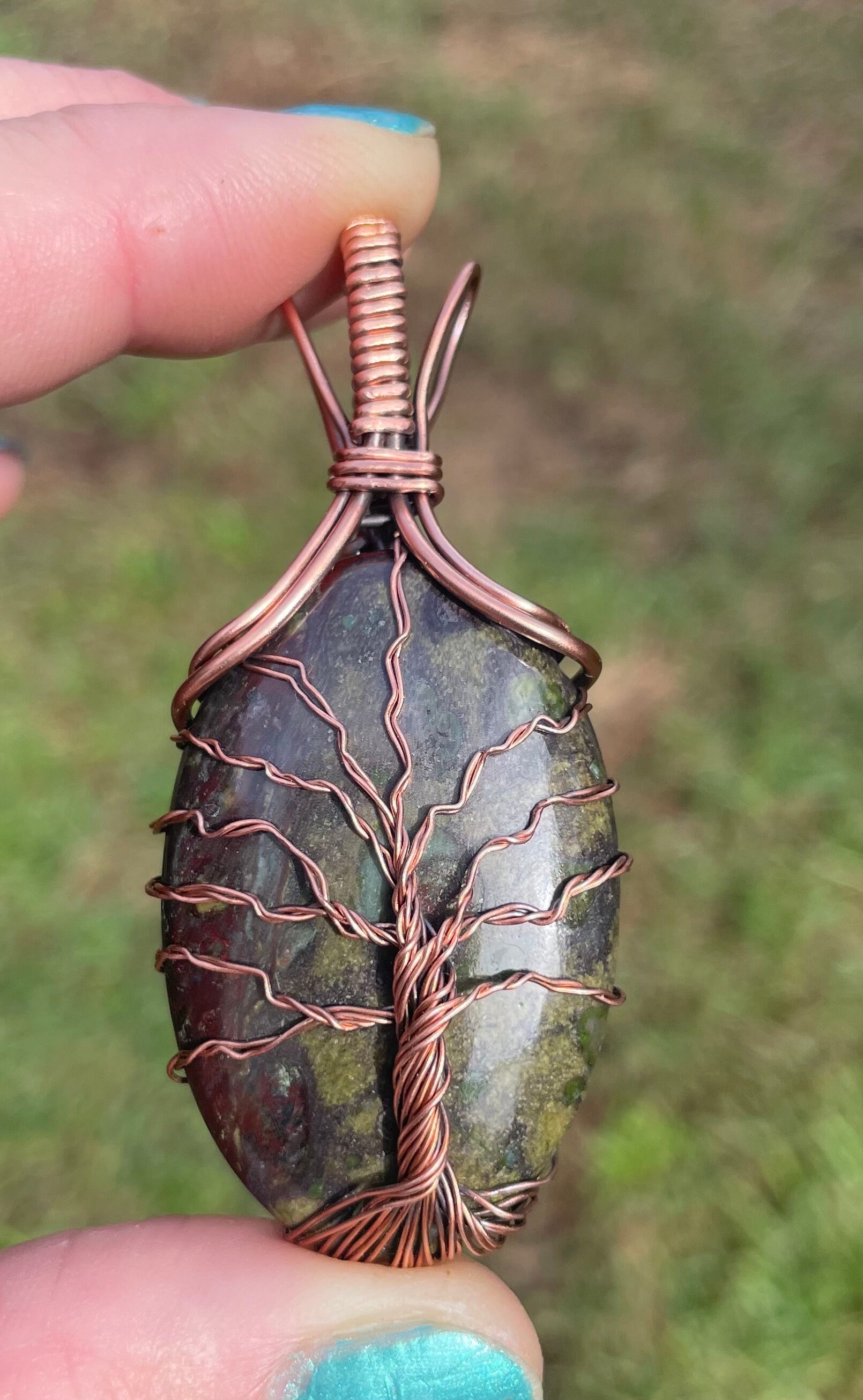 DRAGONS BLOOD stone Wire Wrapped Pendant and Necklace