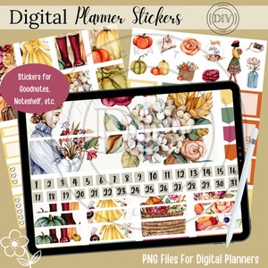 Digital Planner Stickers | Fall Digital Stickers | Planner Stickers | Goodnotes Stickers | PNG Stickers