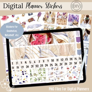Picnic Digital Stickers | Digital Planner Stickers | Spring Summer Planner Stickers | Goodnotes Stickers | PNG Stickers