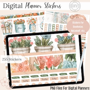 Spring Gardening Digital Planner Stickers | Printable Monthly Planner Stickers | PNG | PDF | JPG | Decorative Stickers